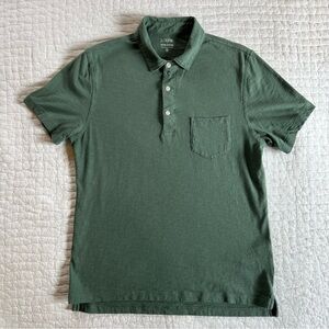 J.Crew Medium Green Slub Cotton Polo Short Sleeve Pocket